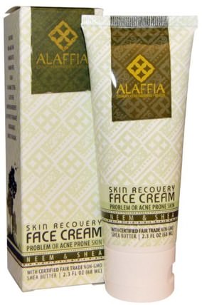 Skin Recovery Face Cream, Neem & Shea Butter, 2.3 fl oz (68 ml) by Alaffia, 面部護理，乳木果油 HK 香港