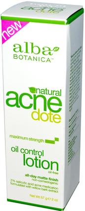 Acne Dote, Oil Control Lotion, Oil-Free, 2 oz (57 g) by Alba Botanica, 美容，粉刺外用產品，面部護理，面霜，乳液 HK 香港