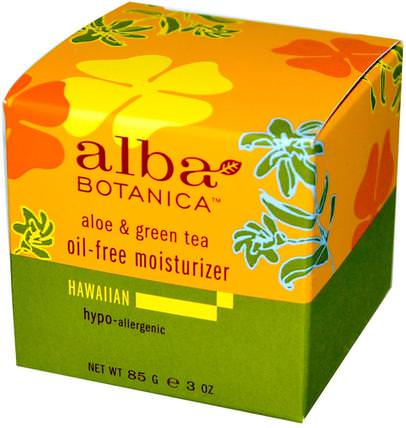 Aloe & Green Tea, Moisturizer, Oil-Free, 3 oz (85 g) by Alba Botanica, 美容，面部護理，面霜，乳液，皮膚 HK 香港