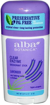 Clear Enzyme, Deodorant Stick, Lavender, 2 oz (57 g) by Alba Botanica, 洗澡，美容，除臭女性 HK 香港