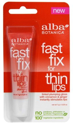 Fast Fix For Thin Lips, 0.25 oz (7 g) by Alba Botanica, 洗澡，美容，口紅，光澤，襯墊 HK 香港