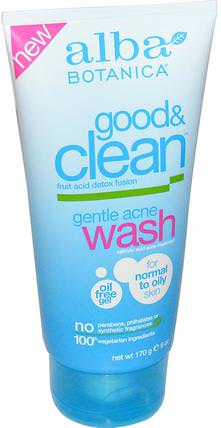 Good & Clean, Gentle Acne Wash, 6 oz (170 g) by Alba Botanica, 美容，痤瘡外用產品，面部護理，面部清潔劑 HK 香港