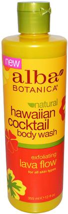 Hawaiian Cocktail, Body Wash, Exfoliating Lava Flow, 12 fl oz (355 ml) by Alba Botanica, 沐浴，美容，沐浴露，身體磨砂膏 HK 香港