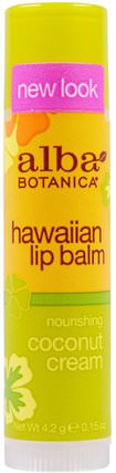 Hawaiian Lip Balm, Nourishing Coconut Cream.15 oz (4.2 g) by Alba Botanica, 洗澡，美容，唇部護理，唇膏，alba botanica夏威夷線 HK 香港