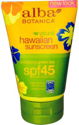 Natural Hawaiian Sunscreen, SPF 45, 4 oz (113 g) by Alba Botanica, 浴，美容，防曬霜，spf 30-45，alba botanica夏威夷線 HK 香港
