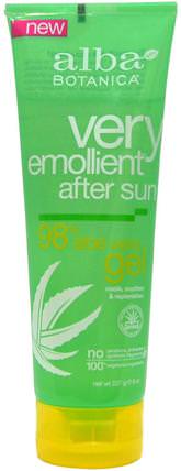 Very Emollient, After Sun, 98% Aloe Vera Gel, 8 oz (227 g) by Alba Botanica, 沐浴，美容，潤膚露，蘆薈乳液乳液凝膠 HK 香港