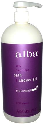 Very Emollient, Bath & Shower Gel, French Lavender, 32 fl oz (950 ml) by Alba Botanica, 洗澡，美容，沐浴露 HK 香港