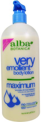 Very Emollient, Body Lotion, Maximum Dry Skin Formula, 32 oz (907 g) by Alba Botanica, 洗澡，美容，潤膚露 HK 香港