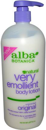 Natural Very Emollient Body Lotion, Unscented Original, 32 oz (907 g) by Alba Botanica, 洗澡，美容，潤膚露 HK 香港