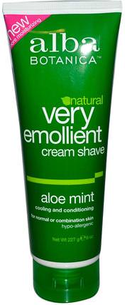 Natural Very Emollient, Cream Shave, Aloe Mint, 8 oz (227 g) by Alba Botanica, 洗澡，美容，剃須膏 HK 香港