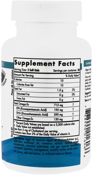 健康 - Nordic Naturals, Algae Omega, 715 mg, 60 Soft Gels