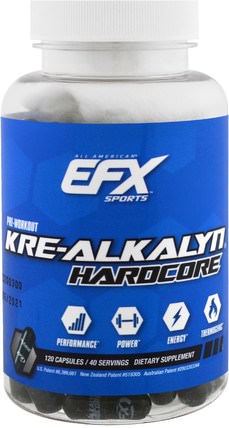 Kre-Alkalyn Hardcore, 120 Capsules by EFX Sports, 運動，鍛煉，肌肉 HK 香港