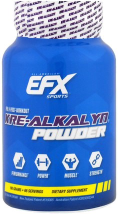 Kre-Alkalyn Powder, Pre & Post-Workout, 100 g by EFX Sports, 運動，肌酸粉，鍛煉 HK 香港