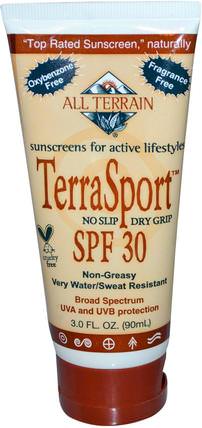 TerraSport, Sunscreen, SPF 30, Fragrance Free, 3.0 fl oz (90 ml) by All Terrain, 美容，面部護理，曬傷防曬，沐浴，防曬霜，spf 30-45 HK 香港
