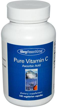 Pure Vitamin C, 100 Veggie Caps by Allergy Research Group, 維生素，維生素c，維生素c抗壞血酸 HK 香港