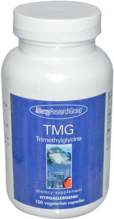 TMG Trimethylglycine, 100 Veggie Caps by Allergy Research Group, 補充劑，tmg（無水甜菜鹼） HK 香港