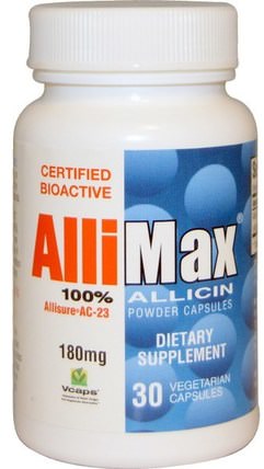100% Allicin Powder Capsules, 180 mg, 30 Veggie Caps by Allimax, 健康，感冒和病毒，免疫系統 HK 香港
