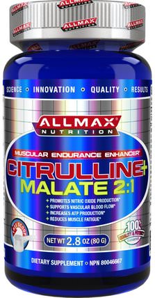 100% Pure Citrulline Malate+ Maximum Strength + Absorption, 2000 mg, 2.8 oz (80 g) by ALLMAX Nutrition, 補充劑，氨基酸，運動，瓜氨酸 HK 香港
