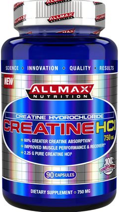 100% Pure Creatine HCI, 60% Greater Creatine Absorption, 750 mg, 90 Capsules by ALLMAX Nutrition, 運動，肌酸 HK 香港