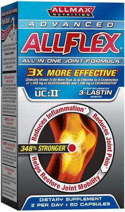 AllFlex Joint Health, 3x Strength Glucosamine + Collagen, 60 Capsules by ALLMAX Nutrition, 健康，骨骼，骨質疏鬆症，運動，膠原蛋白 HK 香港