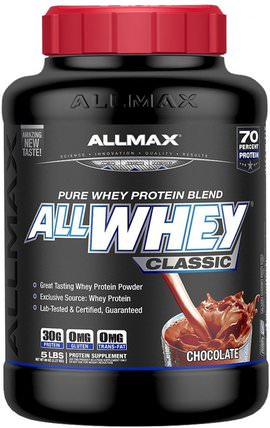 AllWhey Classic, 100% Whey Protein, Chocolate, 5 lbs (2.27 kg) by ALLMAX Nutrition, 補充劑，乳清蛋白，運動 HK 香港