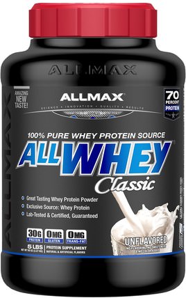 AllWhey Classic, 100% Whey Protein, Unflavored, 5 lbs. (2.27 kg) by ALLMAX Nutrition, 體育 HK 香港
