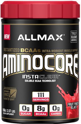 Aminocore, Instantized BCAAs Intra-Workout Muscle Support, Fruit Punch Blast, 2.57 lbs. (1166 g) by ALLMAX Nutrition, 體育 HK 香港