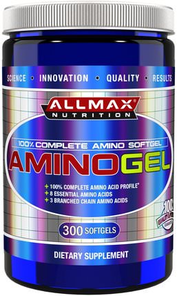 AminoGel, 100% Complete Amino Softgel, 300 Softgels by ALLMAX Nutrition, 體育 HK 香港