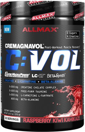C:VOL, Professional-Grade Creatine + Taurine + L-Carnitine Complex, Raspberry Kiwi Kamikaze, 13.2 oz (375 g) by ALLMAX Nutrition, 體育 HK 香港