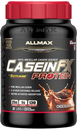CaseinFX, 100% Casein Micellar Protein, Chocolate, 2 lbs. (907 g) by ALLMAX Nutrition, 補品，蛋白質，運動 HK 香港