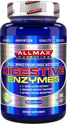 Digestive Enzymes + Protein Optimizer, 90 Capsules by ALLMAX Nutrition, 補充劑，消化酶，運動 HK 香港