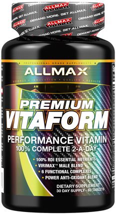 Premium Vitaform, Performance Vitamin, 60 Tablets by ALLMAX Nutrition, 維生素，男性多種維生素，運動 HK 香港