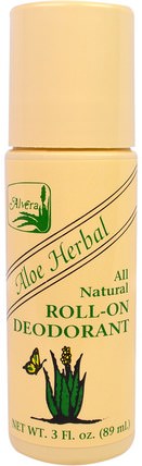Roll-On Deodorant, Aloe Herbal, 3 fl oz (89 ml) by Alvera, 沐浴，美容，除臭劑，滾裝除臭劑 HK 香港
