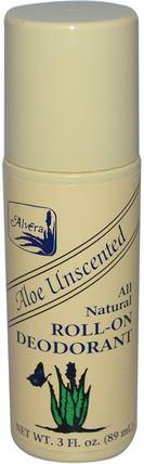 Roll-On Deodorant, Aloe Unscented, 3 fl oz (89 ml) by Alvera, 沐浴，美容，除臭劑，滾裝除臭劑 HK 香港