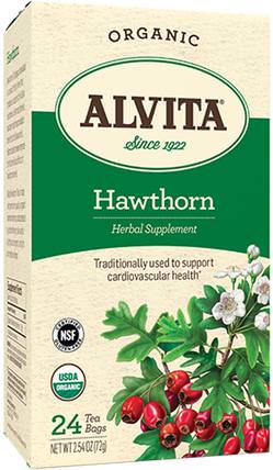 Organic Hawthorn, 24 Tea Bags, 2.54 oz (72 g) by Alvita Teas, 食物，涼茶，山楂 HK 香港