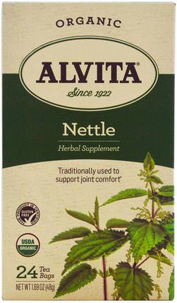 Organic Nettle Tea, Caffeine Free, 24 Tea Bags, 1.69 oz (48 g) by Alvita Teas, 草藥，蕁麻刺痛 HK 香港