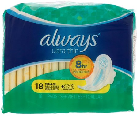 UltraThin with Wings, Regular, 18 Pads by Always, 健康，女性 HK 香港