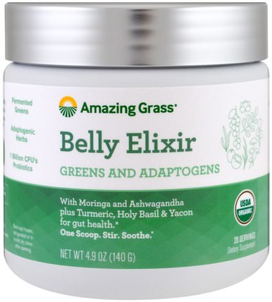 Belly Elixir, Greens And Adaptogens, 4.9 oz (140 g) by Amazing Grass, 補品，超級食品 HK 香港