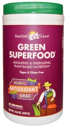 Green Superfood, Acai-Berry Antioxidant ORAC, 14.8 oz (420 g) by Amazing Grass, 補品，超級食品 HK 香港