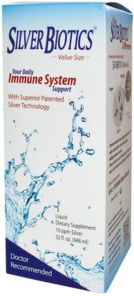 Silver Biotics, 10 ppm Silver, 32 fl oz (946 ml) by American Biotech Labs, 補充劑，膠體銀生物 HK 香港