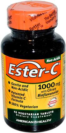 Ester-C, 1000 mg, 45 Veggie Tabs by American Health, 維生素，維生素c，酯類c生物類黃酮 HK 香港