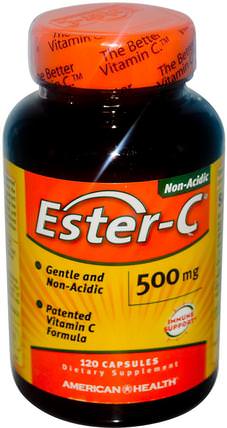 Ester-C, 500 mg, 120 Capsules by American Health, 維生素，維生素c，酯c平原 HK 香港