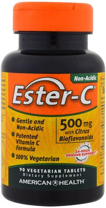 Ester-C, 500 mg, 90 Veggie Tabs by American Health, 維生素，維生素c，酯類c生物類黃酮 HK 香港