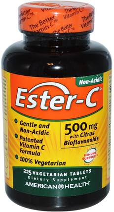 Ester-C, 500 mg with Citrus Bioflavonoids, 225 Veggie Tabs by American Health, 維生素，維生素c，酯類c生物類黃酮 HK 香港