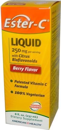 Ester-C Liquid, with Citrus Bioflavonoids, Berry Flavor, 8 fl oz (237 ml) by American Health, 維生素，維生素c，酯c液 HK 香港