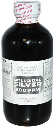 Colloidal Silver, 500 ppm, 8 fl oz (240 ml) by Amino Acid & Botanical Supply, 補充劑，膠體銀 HK 香港