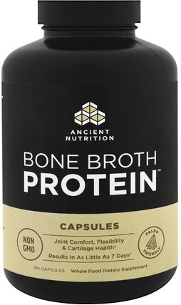 Bone Broth Protein, 180 Capsules by Ancient Nutrition, 健康，骨骼，骨質疏鬆症，關節健康，骨湯，補充劑，蛋白質 HK 香港