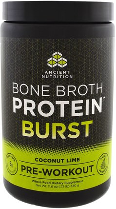 Bone Broth Protein Burst, Pre-Workout, Coconut Lime, 11.6 oz (330 g) by Ancient Nutrition, 健康，能量，運動，鍛煉 HK 香港