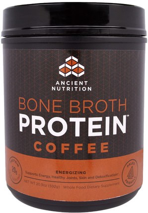 Bone Broth Protein, Coffee, 20.9 oz (592 g) by Ancient Nutrition, 健康，骨骼，骨質疏鬆症，關節健康，骨湯，補充劑，蛋白質 HK 香港