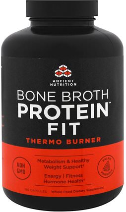 Bone Broth Protein Fit, Thermo Burner, 180 Capsules by Ancient Nutrition, 運動，健康 HK 香港